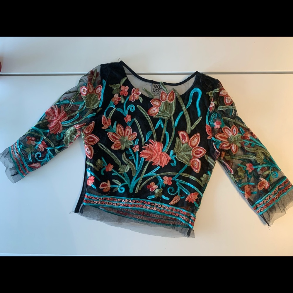 Size small embroidered crop top, LF